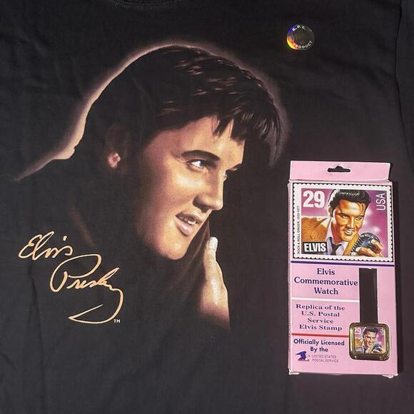 Vintage Elvis Presley Official T-Shirt Size XL And Elvis Watch Bundle NWT - Picture 1 of 9